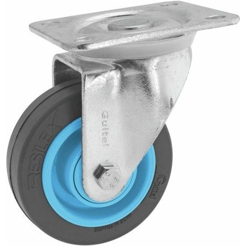 Roulette pivotante - à platine - Résilex® - charges moyennes - diamètre 125 mm - Gemroll GUITEL