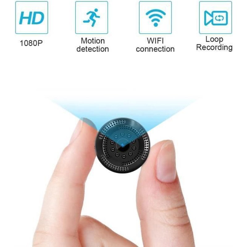 Camera Cachee sans Fil 1080P HD Mini Camera Espion WiFi avec Enregistreur Video/Detecteur de Mouvement/ Vision Nocturne/ Surveille SCB55