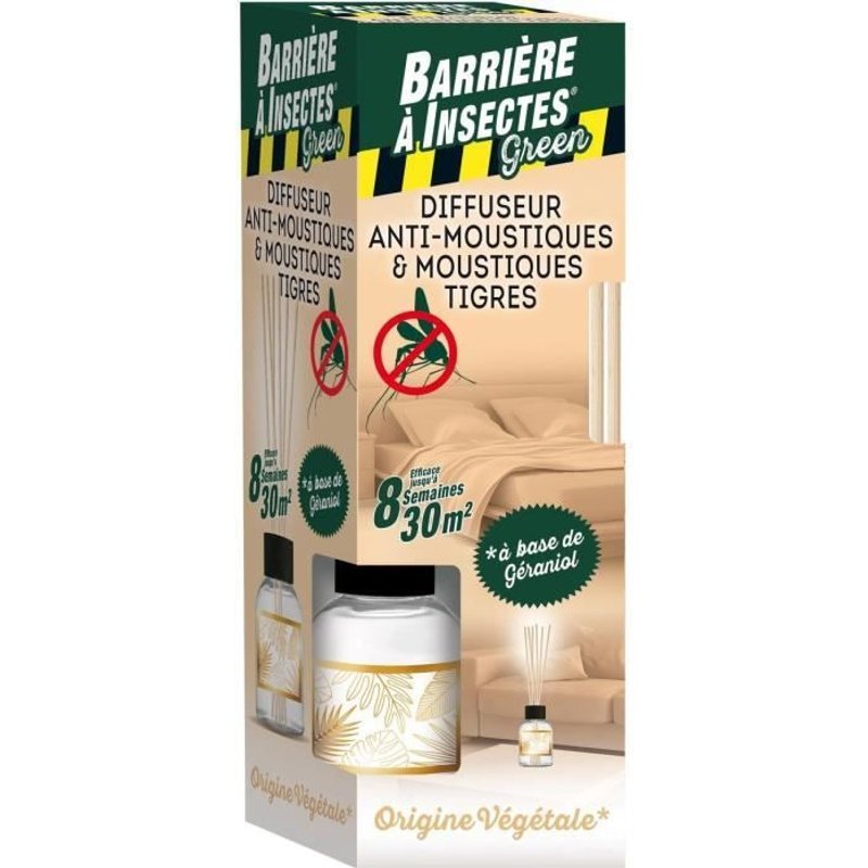 BARRIERE A INSECTES Diffuseur bâtonnets antimoustiques 80 ml + 6 Bâtonnets