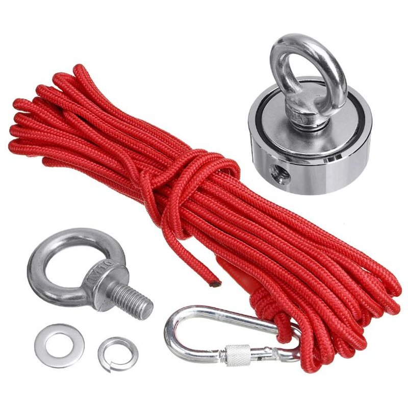 Aimant de PĂȘche NĂ©odyme 48mm 200KG Outil de rĂ©cupĂ©ration+ Corde TressĂ© 10M