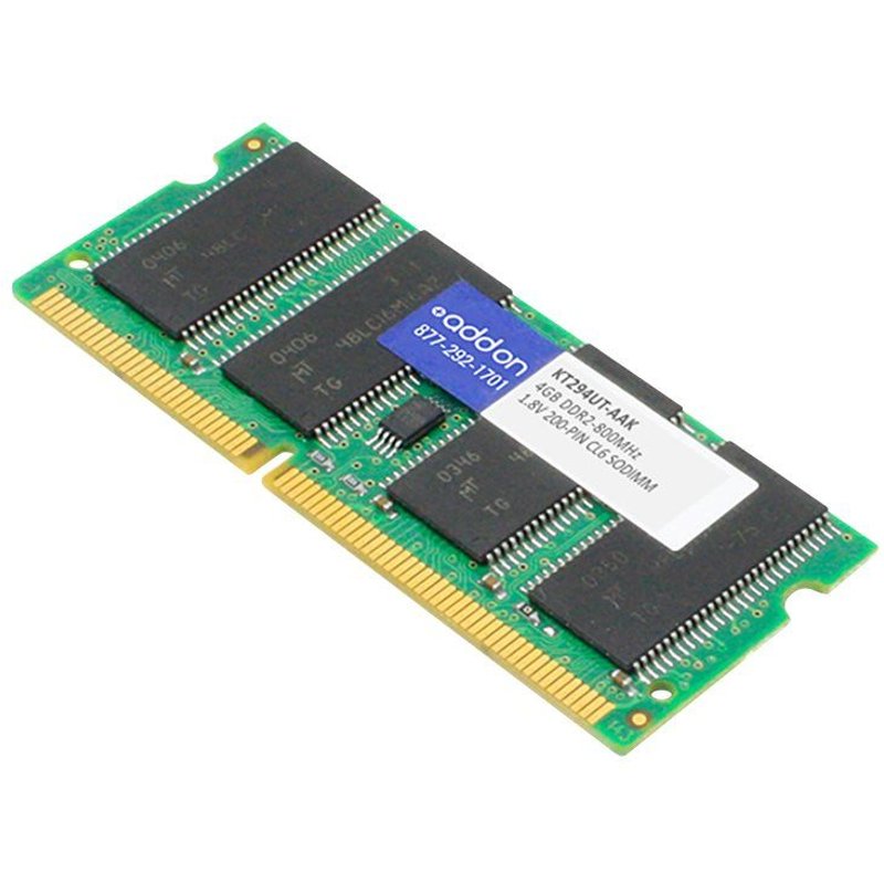 AddOn 4GB DDR2-800MHz SODIMM for HP KT294UT - DDR2 - module - 4 Go - SO DIMM 200 broches - 800 MHz / PC2-6400 - CL6 - 1.8 V - mémoire sans tampon - non ECC - pour HP 65XX, 67XX, 6830; Portable...