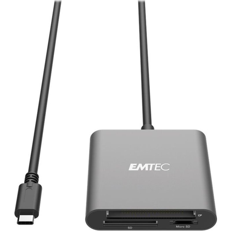 EMTEC T610C - Lecteur de carte (SD, CF, microSD) - UHS Class 1 - USB-C 3.1 Gen 1