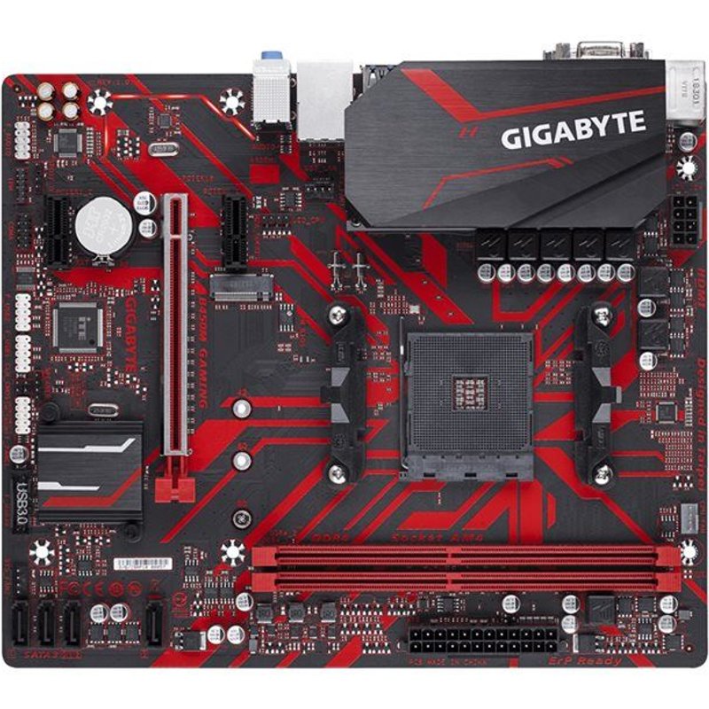 Gigabyte B450M GAMING - 1.0 - carte-mère - micro ATX - Socket AM4 - AMD B450 Chipset - USB 3.1 Gen 1 - Gigabit LAN - carte graphique embarquée (unité centrale requise) - audio HD (8 canaux)