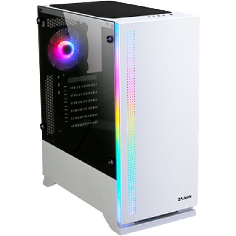Boitier PC Moyen Tour ATX Zalman S5 RGB avec panneaux vitrés - Blanc