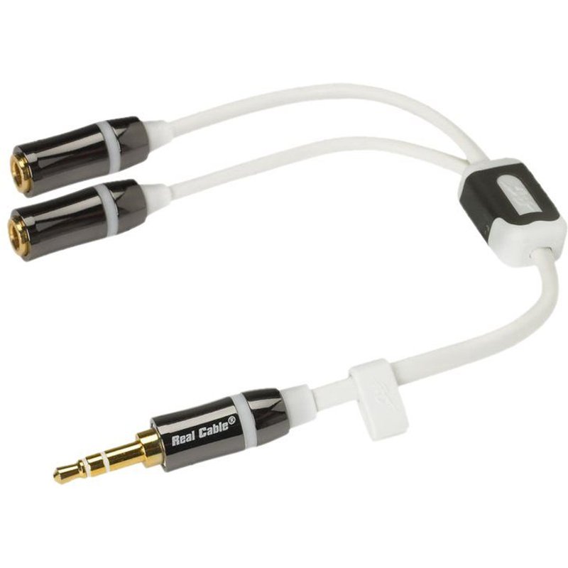 Real Cable Evolution Iplug J35m2f - Répartiteur Audio - Mini-Phone Stereo 3.5 Mm Mâle Pour Mini-Phone Stereo 3.5 Mm Femelle - 20 Cm - Blindé - Plat