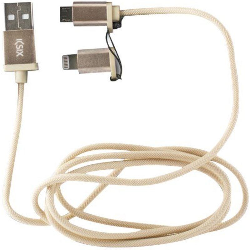 Ksix - Câble Lightning - USB mâle pour Micro-USB de type B, Lightning mâle - 1 m - or métallisé