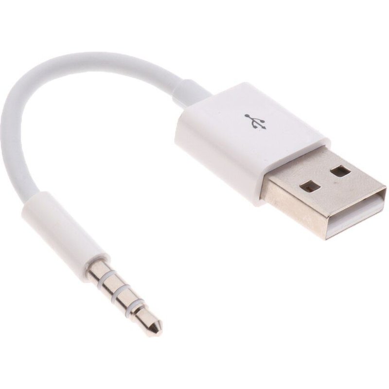 Pour iPod Shuffle 3/4/5/6/7 prise Audio Jack à USB 2.0 câble de données de charge blanc importé sans oxygène cuivre (OFC) terminaux