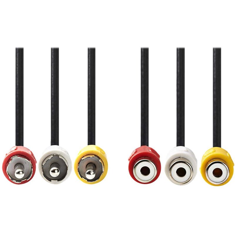 Nedis - Câble vidéo/audio - vidéo / audio composite - RCA mâle pour RCA femelle - 5 m - noir - rond
