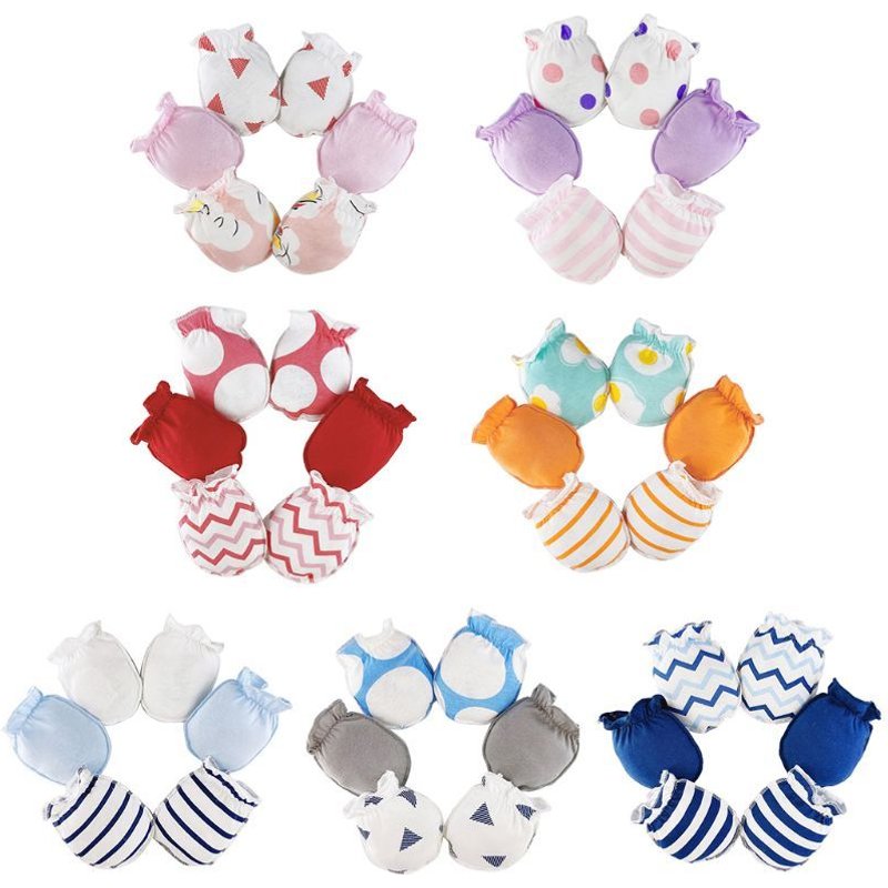 3 Paires Bébé Anti Rayures Doux Pur Coton Gants Handguard Mitaines P31b