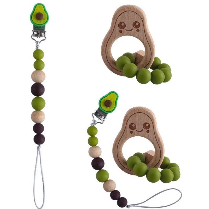 ChaĂźne De Sucette BĂ©bĂ© HĂȘtre Bois D'avocat Bracelet Dentition TĂ©tine Factice Clip De Fixation P31b