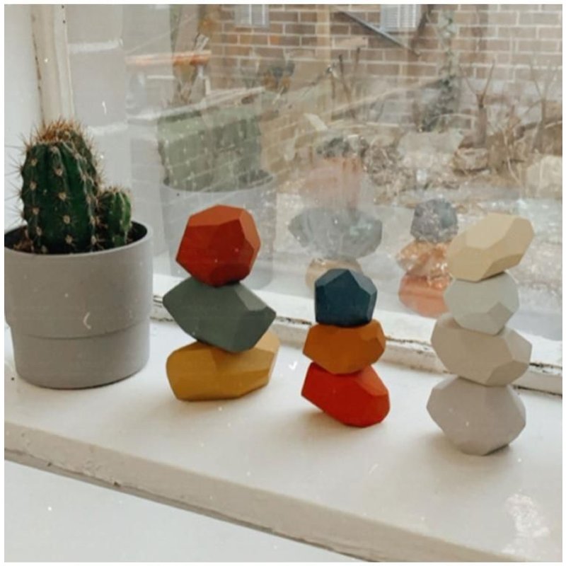 32 Pièces Enfants En Bois Coloré Pierre Empilage Jeu Bloc De Construction Enfants Jouets Cadeau P31b