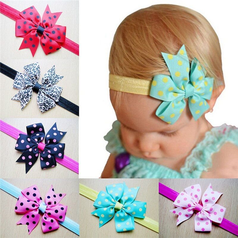 10 Pièces/Lot Bébé Bandeau Filles Or Satin Bandeau Enfants Cheveux Noeuds Point Imprimé Bambins Coiffure Fille Chapeaux Photo Accessoire