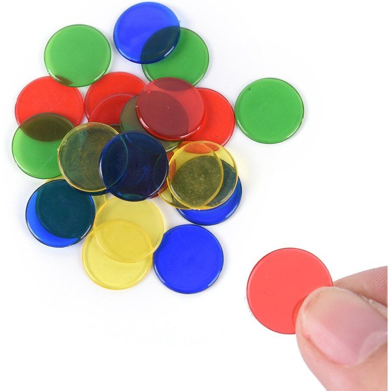50pcs En Plastique Pro Compte Bingo Puces Marqueurs Pour Bingo Jeu Cartes 1.5 Cm Couleur Aléatoire 4 Couleurs