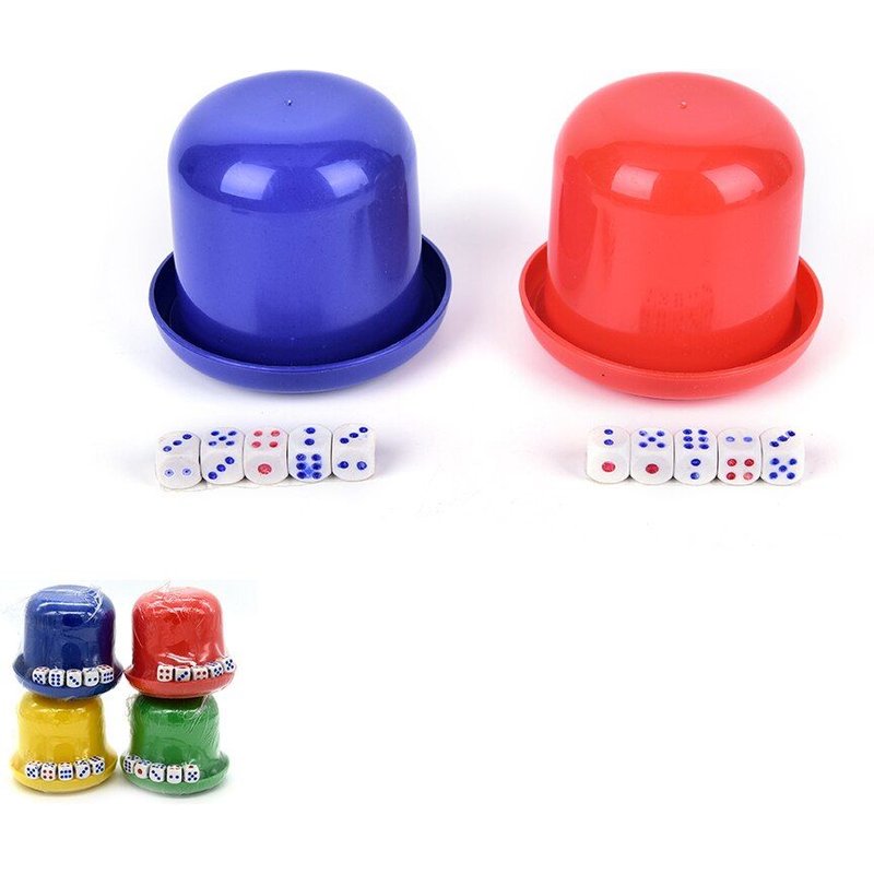 Coloré Ktv Bar Jeu Casino Impression Dés Tasse Dés Couverture Blanc Dés Manuel Dés Tasses Jeu 10mm 6*5