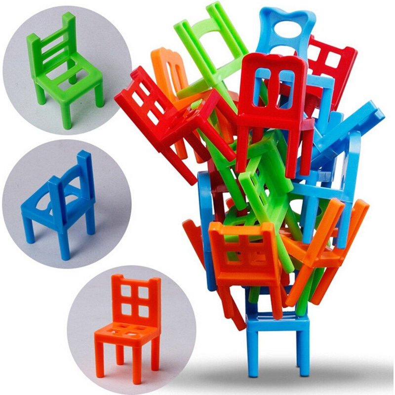 1 Ensemble = 18 Pièces Jeu De Société Familial Enfants Jouet Éducatif Balance Chaises Empilables Chaise Tabouret Jeu Monkeydeal
