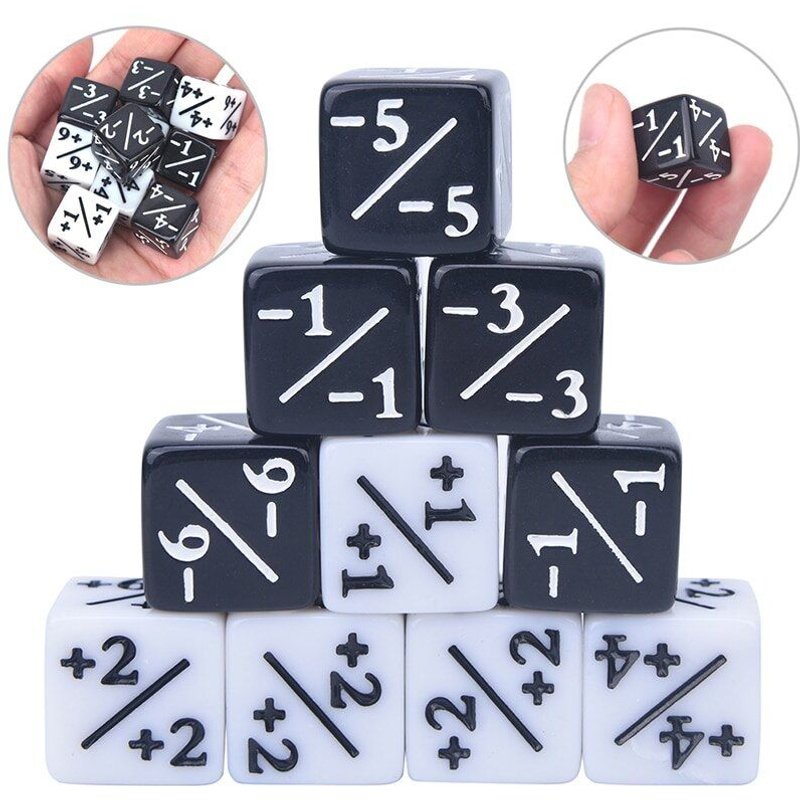 10 Pièces/Ensemble Compteurs À Six Faces + 1/+ 1 Dés Blanc Noir Fête Maison Enfants Jouet Dés Pour La Magie Le Jeu De Rassemblement Chaude
