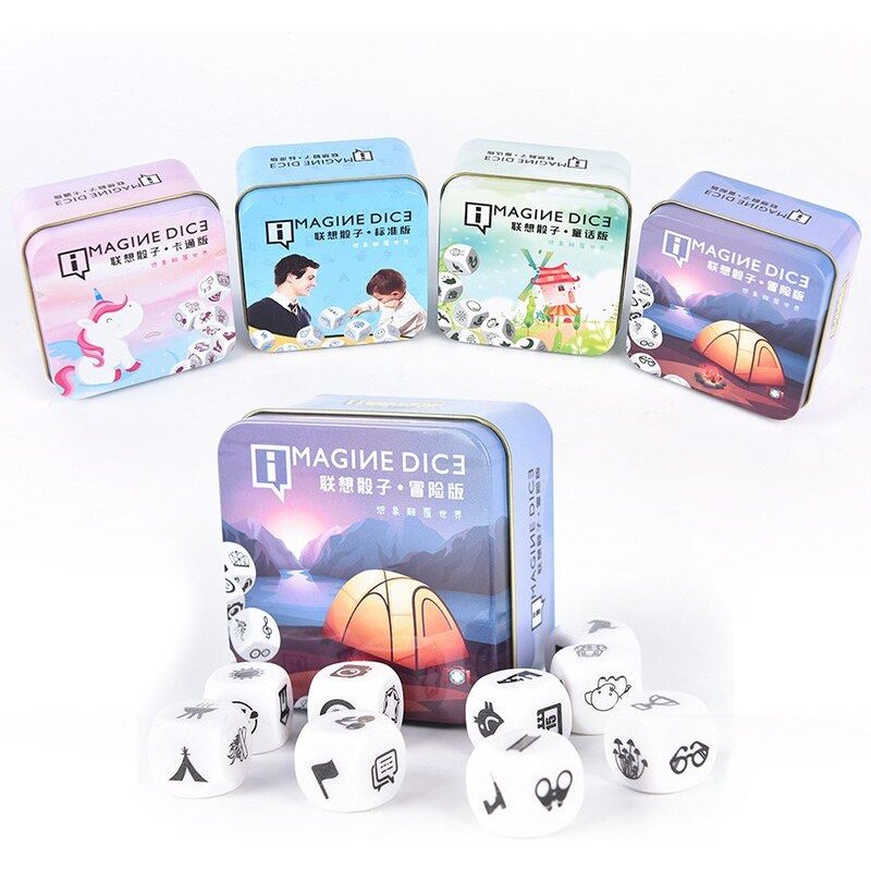 Histoire Jeu De Dés Regarder L'image Raconter Une Histoire Cubes Blancs Avec Boîte Pour La Famille Fun Partie Jeu De Société