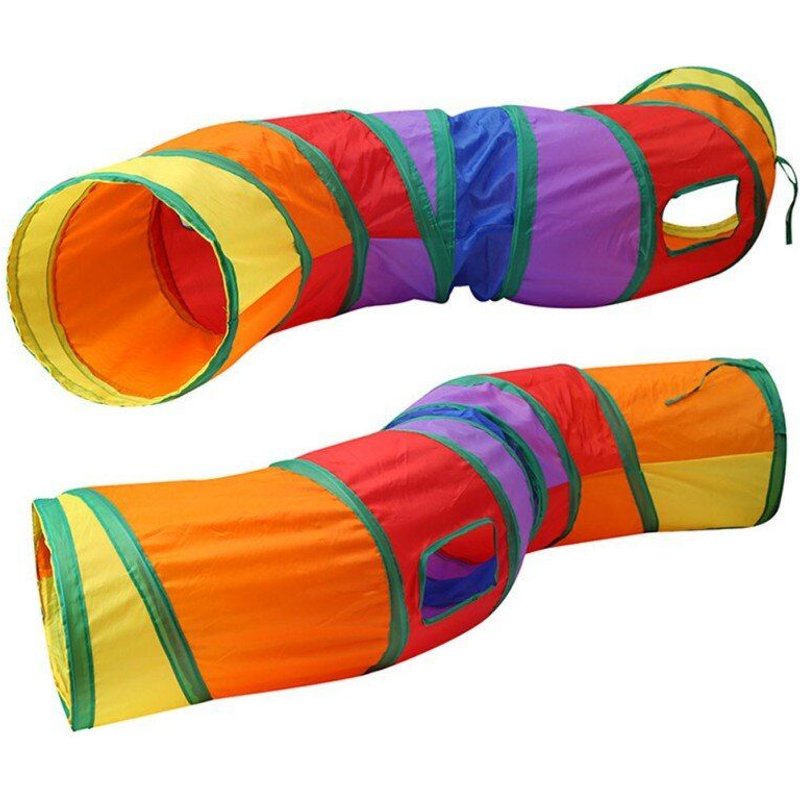 Tunnel De Jeu En Forme De S Pour Animaux Domestiques, 2 Trous, Pliable, Canal De Perçage Arc-En-Ciel, 1 Pièce