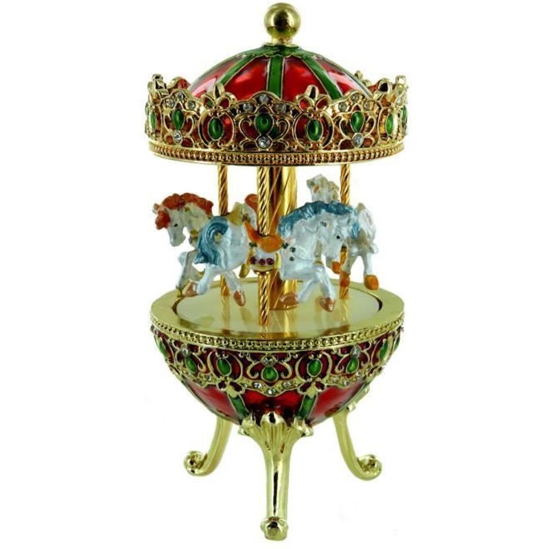 Oeuf Musical Fabergé Métal Chevaux Carrousel - La Valse De Brahms