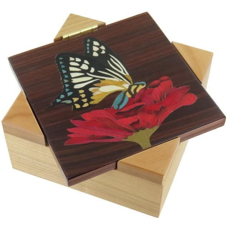 Boîte À Musique - Lutece Creations - La Valse Des Fleurs - Marqueterie Papillon - 18 Notes