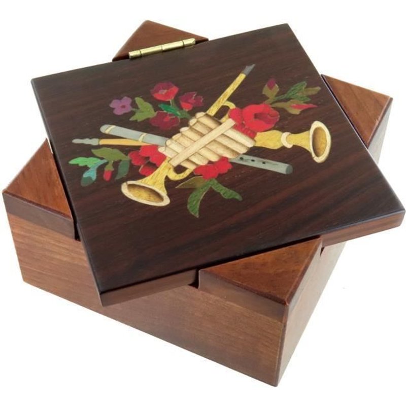 Boîte À Musique - Lutece Creations - Le Lac Des Cygnes - Marron - 18 Notes - Marqueterie Instruments De Musique