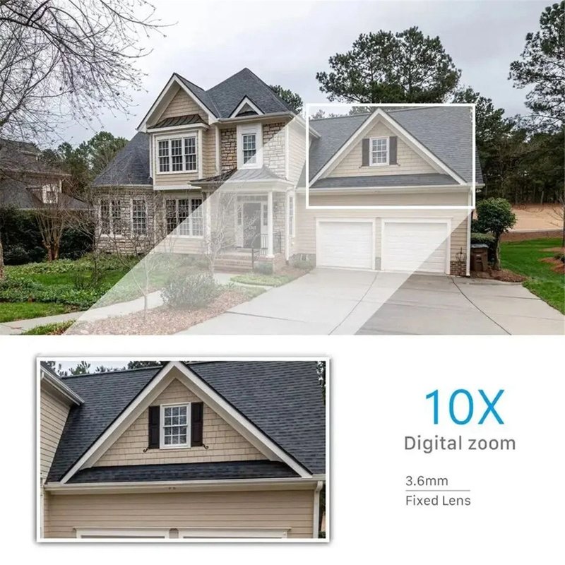 CaméRa de SéCurité ExtéRieure, WiFi 4K 8MP, CaméRa ExtéRieure Sans à Deux Objectifs et Deux éCrans, Zoom 10X, DéTection Audio Bidirectionnelle, Prise UE