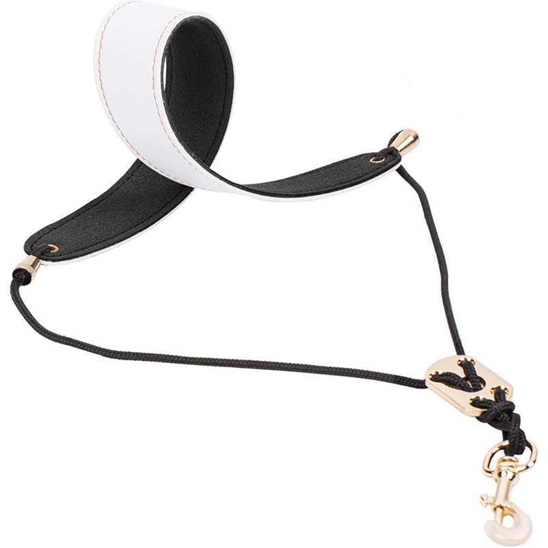 Sangle De Cou De Saxophone, Sangle De Cou De Sax Alto, Sangle De Cou De Clarinette Tour De Cou En Cuir Blanc, Blanc + Noir