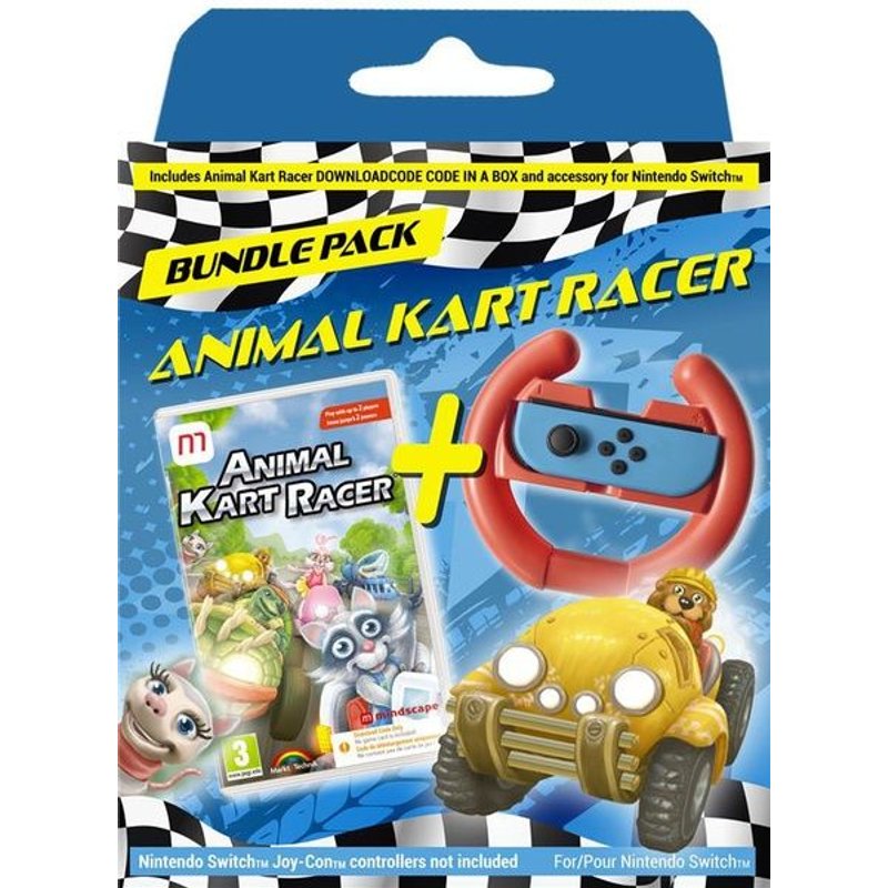 Bundle Pack Animal Kart Racer (Code in a Box) + Volant SWITCH Switch
