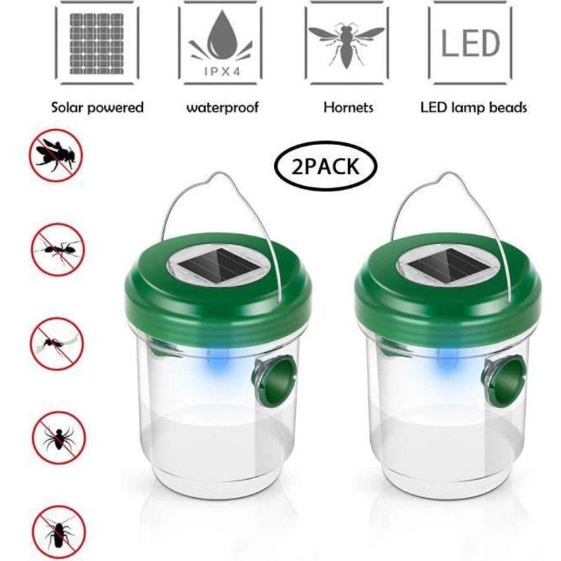 UMIWE Piège à Guêpes avec lumière LED UV Solaire 2 Pièce