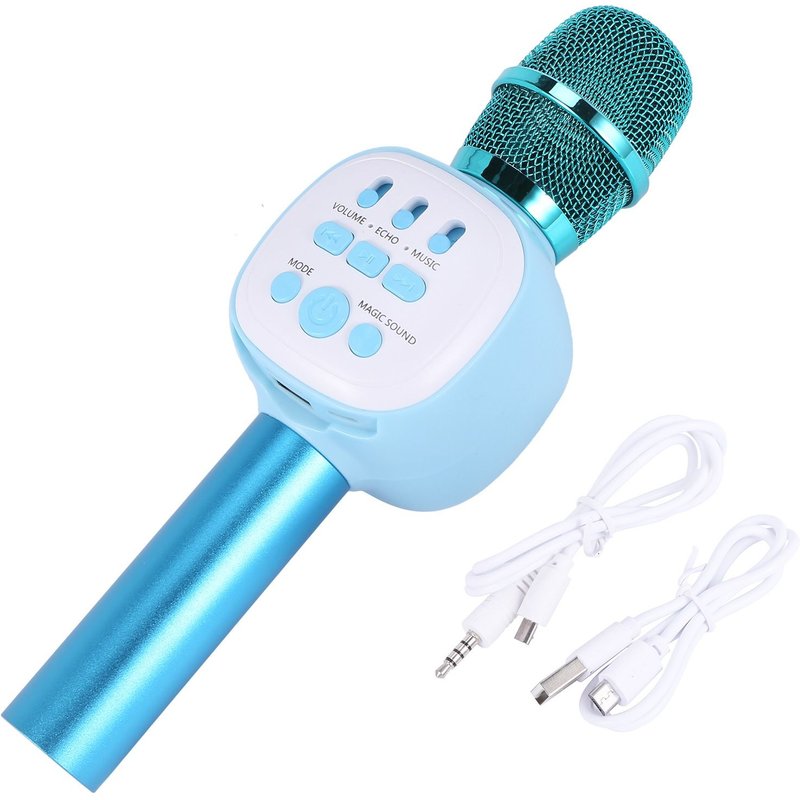 Microphone De Karaoké Bluetooth Sans , Haut-Parleur De Lecteur De Karaoké Avec Enregistrement Vocal De Chant De Musique Pour La Famille Ktv, Etc., Bleu