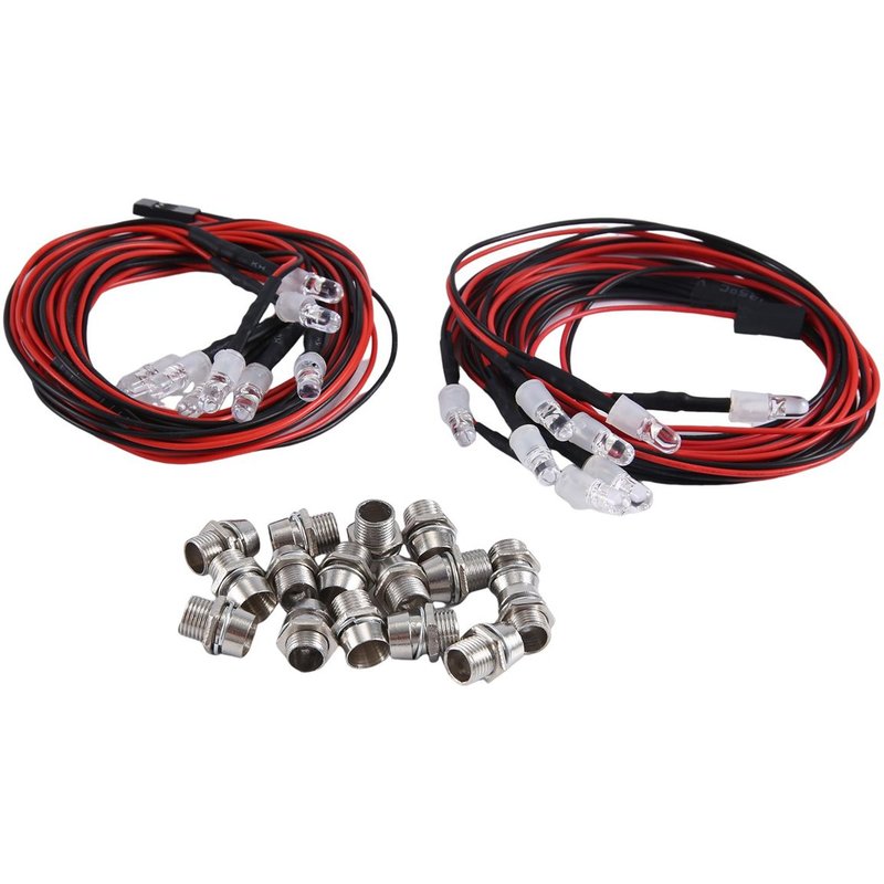 8 Led 5 Mm Rc Kit D'éclairage Led Pour 1/10 Rc Voiture Camion Chenille Rc Modèle Drift Voiture Phare Feu Arrière, Blanc Et Rouge