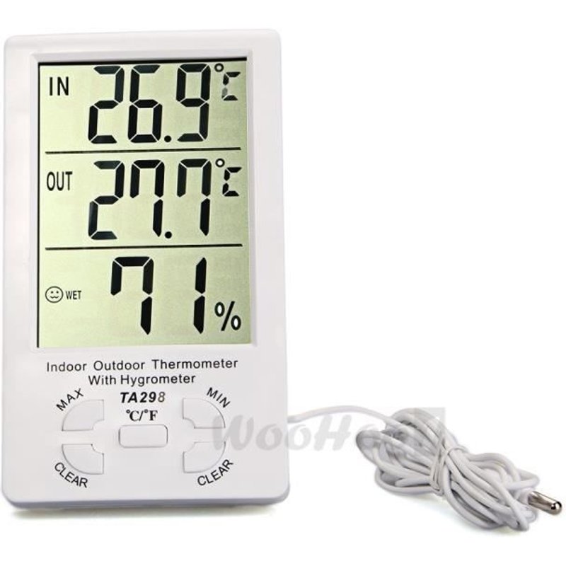 LCD Thermomètre Hygromètre Numérique Horloge Testeur Humidité Température