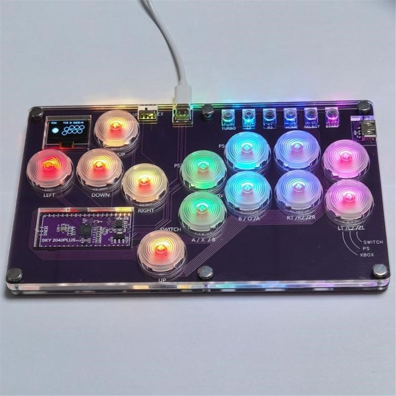 Fight Stick Arcade Joystick Hot-Swap Encoder Controller Xinput/Dinput Mini Console Pour Pc/Ns Switch//, A