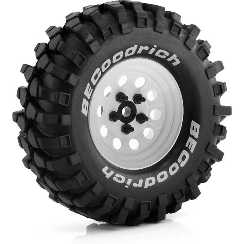 4 Pièces En Métal 110 Mm Beadlock Wheel Set De Pneus Pour /10 Camion De Parcours Court Arrma Senton 10 Trous Ronds, Blanc