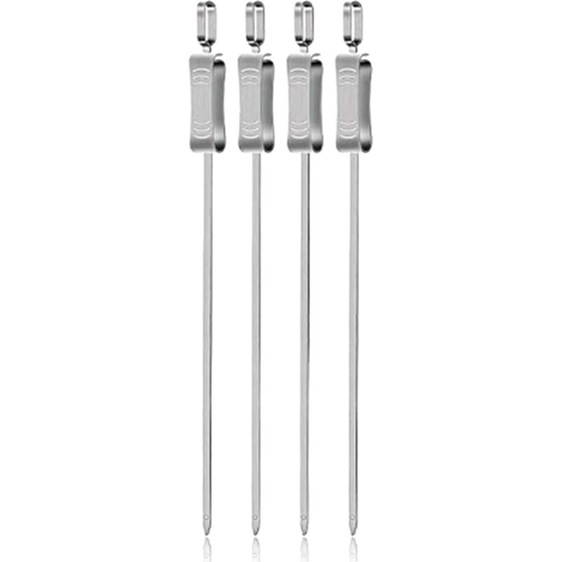 Brochettes De Brochettes En Acier Inoxydable Pour Griller, Brochettes En Métal De 16 Pouces Avec Curseur Pour Un Barbecue Sûr Et Facile, 4 Pièces