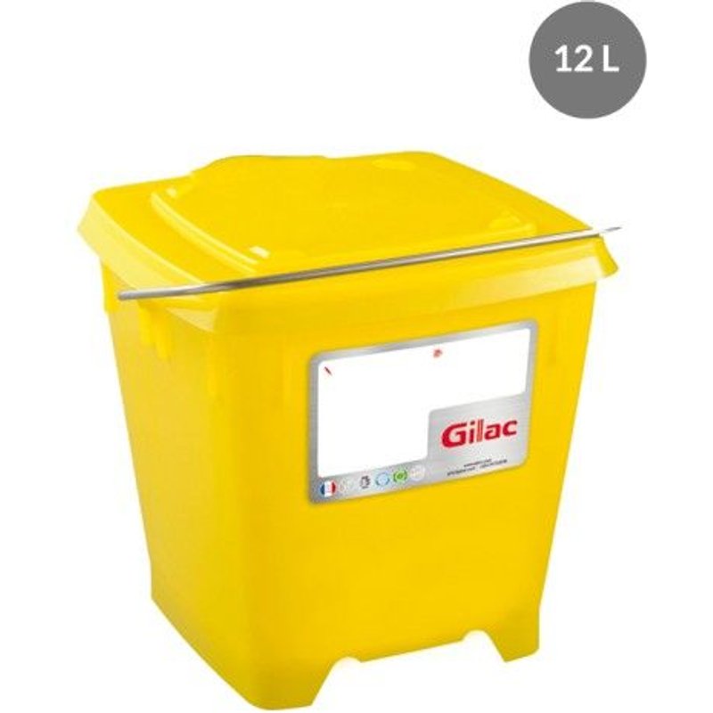 Seau carré HACCP + couvercle étanche - Jaune - 12 L
