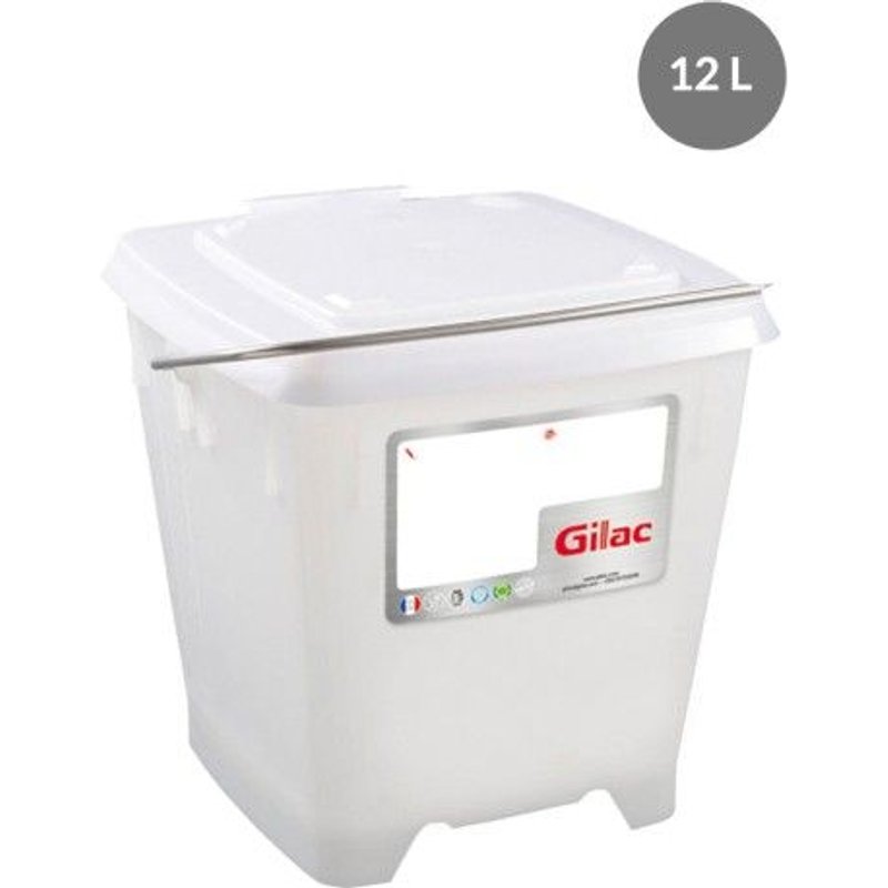 Seau carré HACCP + couvercle étanche - Blanc - 12 L