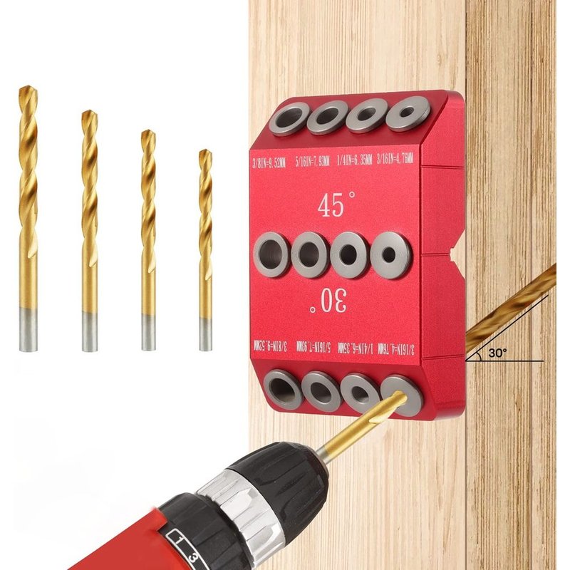 Gabarit De Guidage Trou Forage D'Angle 30/45/90 ° pour Coudé et Droit, ModèLe PerçAge Vis DéCalage -Corps Câble, 4 Forets