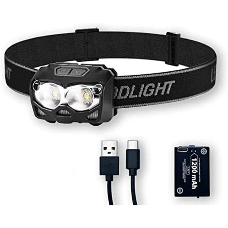 Phare Rechargeable, Lampe de Poche Lumen, Phare RéGlable IP65 à 105° Adapté au Camping, à la Course