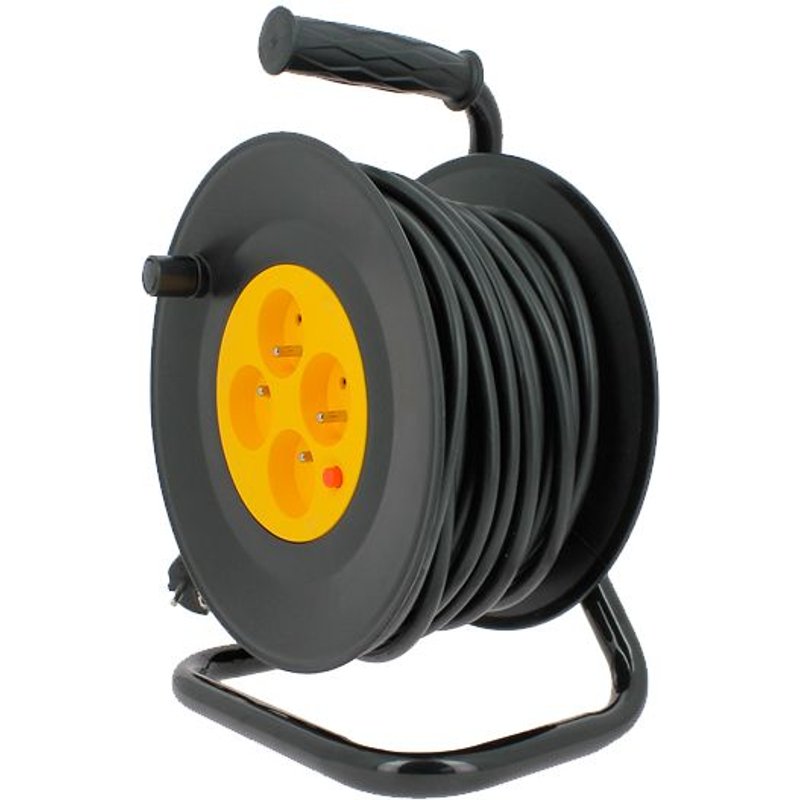 ENROULEUR ÉLECTRIQUE 4 PRISES 16A 25 MÈTRES 3G15 + COUPE CIRCUIT