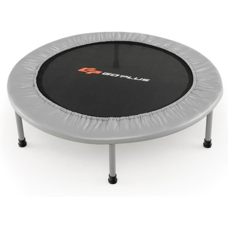 Trampoline De Fitness Enfant Pliable Ø95,5cm Costway-Charge Max 150kg-32 Ressorts Avec Boucle-Housse De Protection En Pvc-Gris