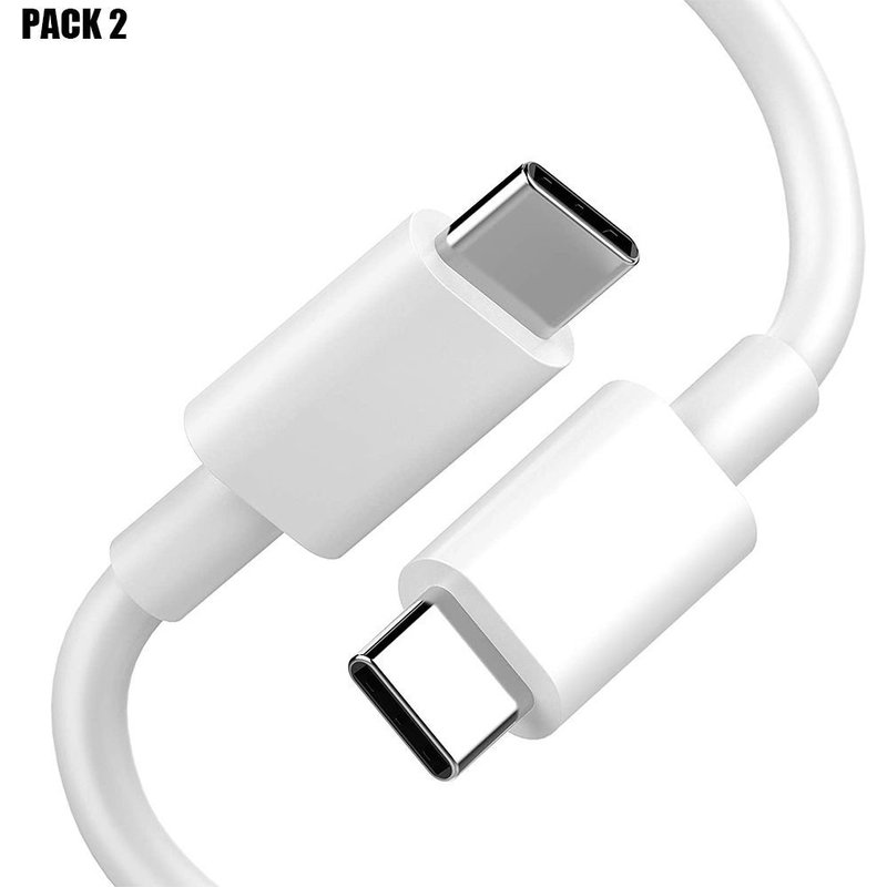 Cable Chargeur 1 Mètre Usb-C Vers Usb-C Pour Google Pixel 8 / 8a / 8 Pro / 7 / 7a / 7 Pro / 6 / 6 Pro / 6a - Blanc - Lot 2 - E.F.Connection