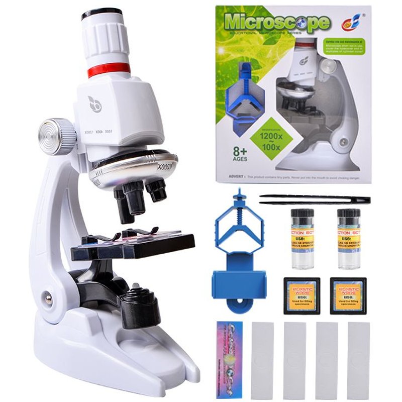Microscope 100x, 400x, 1200x Pour Enfants Avec Grossissement Led Inclus Bleu