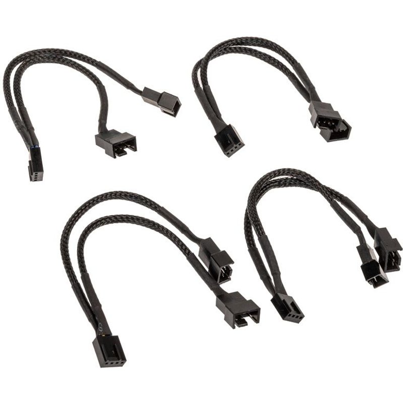 Akasa Compatible Pwm LĂĽftersplitter, 4er Pack - Schwarz