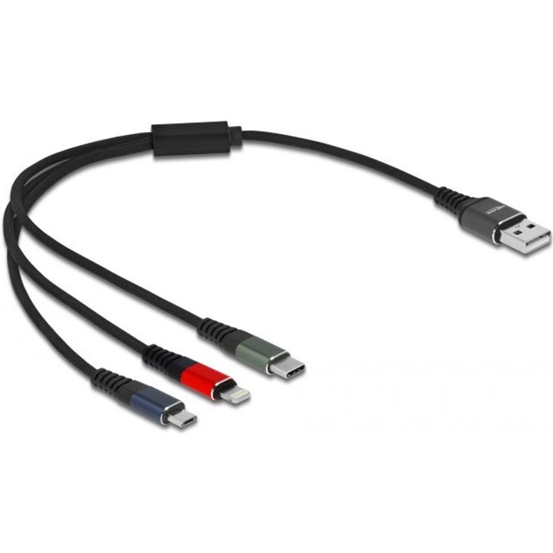 Delock 87236 Câble Usb 0,3 M Usb 2.0 Usb A Micro-usb B/lightning/appl