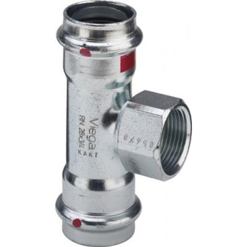 Té électrozingué femelle diamètre 22 à sertir taraudé au centre 15/21 VIEGA