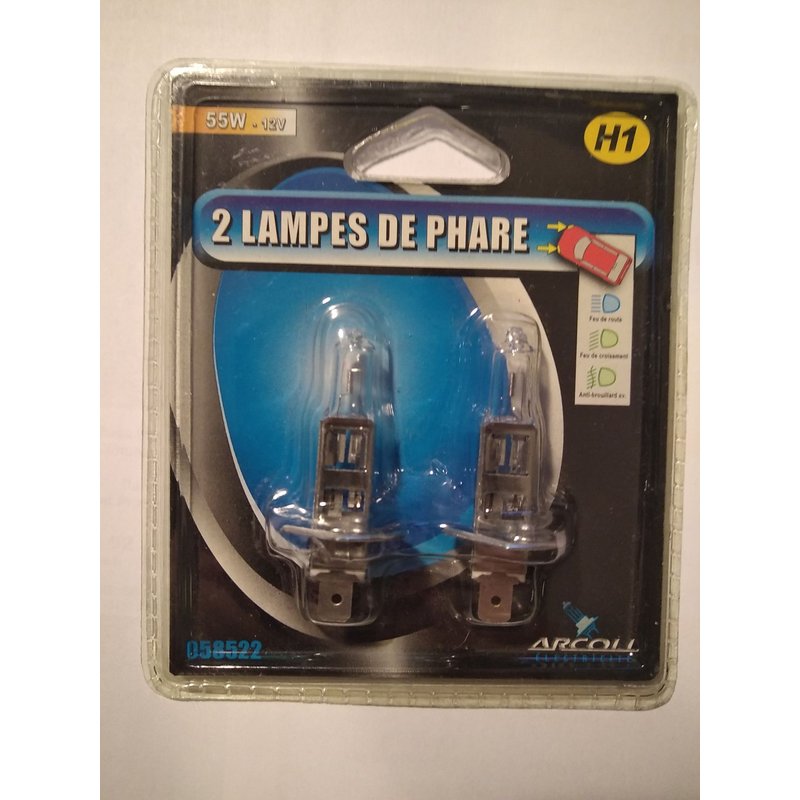 2 Ampoules - Blanc Eclatant - H1 12v 55w 3200k - Homologue - Type Origine - +30%