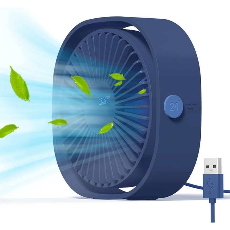 (Bleu)Mini Ventilateur Portable Silencieux 3 Vitesses Réglable Alimenté par USB, pour la Maison et le Bureau