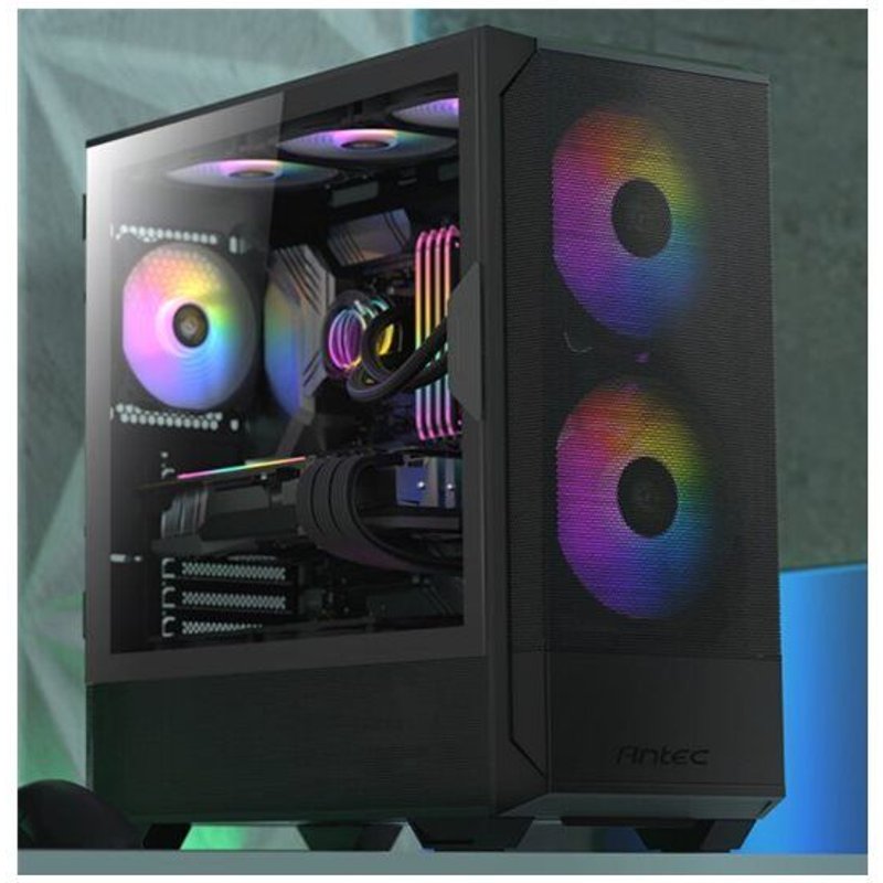 Antec NX416L - Mid tower - ATX - panneau latĂ©ral fenĂȘtrĂ© (verre trempĂ©) - pas d'alimentation - blanc - USB/Audio