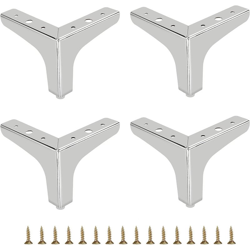 10 cm Pieds de canapé en métal 4 pièces Pieds de Meubles Modernes Pieds de Meuble de canapé Pieds de Rehaussement de Meubles de Bricolage Pieds de Remplacement pour Meuble TV Meuble de canapé, Argent